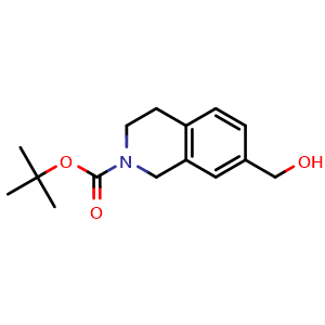 Chemical structure of tert-butyl 7-(hydroxymethyl)-3,4-dihydroisoquinoline-2(1H)-carboxylate , CAS 960305-55-9, AChemBlock Q56297