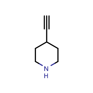 Chemical structure of 4-ethynylpiperidine , CAS 738577-08-7, AChemBlock Q56307