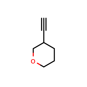 Chemical structure of 3-ethynyltetrahydro-2H-pyran , CAS 1260667-24-0, AChemBlock Q56322