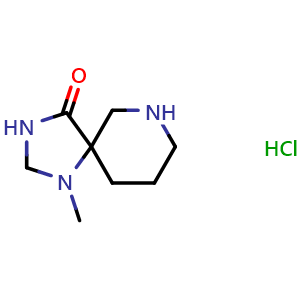 Chemical structure of 1-methyl-1,3,7-triazaspiro[4.5]decan-4-one hydrochloride , CAS 1427326-80-4, AChemBlock Q56327