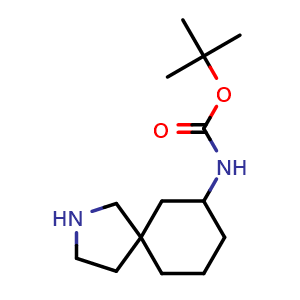 Chemical structure of tert-butyl (2-azaspiro[4.5]decan-7-yl)carbamate , CAS 1363381-13-8, AChemBlock Q56341