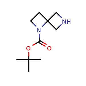 Chemical structure of tert-butyl 1,6-diazaspiro[3.3]heptane-1-carboxylate , CAS 1330763-95-5, AChemBlock Q56361