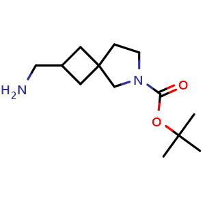 Chemical structure of tert-butyl 2-(aminomethyl)-6-azaspiro[3.4]octane-6-carboxylate , CAS 1239320-01-4, AChemBlock Q56363