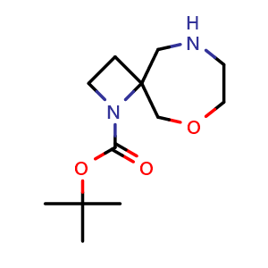 Chemical structure of tert-butyl 6-oxa-1,9-diazaspiro[3.6]decane-1-carboxylate , CAS 1251022-85-1, AChemBlock Q56386