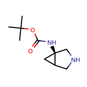 Chemical structure of tert-butyl ((1R)-3-azabicyclo[3.1.0]hexan-1-yl)carbamate , CAS 1250883-73-8, AChemBlock Q56398