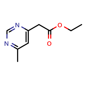 Chemical structure of ethyl 2-(6-methylpyrimidin-4-yl)acetate , CAS 201992-85-0, AChemBlock Q56407