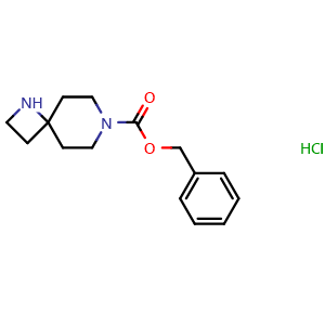 Chemical structure of benzyl 1,7-diazaspiro[3.5]nonane-7-carboxylate hydrochloride , CAS 2094715-70-3, AChemBlock Q56420