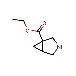 Chemical structure of ethyl 3-azabicyclo[3.1.0]hexane-1-carboxylate , CAS 63618-09-7, AChemBlock Q56433