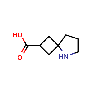 Chemical structure of 5-azaspiro[3.4]octane-2-carboxylic acid , CAS 1363381-35-4, AChemBlock Q56462