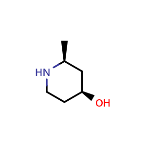 Chemical structure of (2S,4S)-2-methylpiperidin-4-ol , CAS 89451-58-1, AChemBlock Q56467