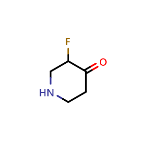 Chemical structure of 3-fluoropiperidin-4-one , CAS 1070955-78-0, AChemBlock Q56501