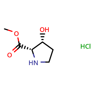 Chemical structure of methyl (2S,3R)-3-hydroxypyrrolidine-2-carboxylate hydrochloride , CAS 757961-41-4, AChemBlock Q56538