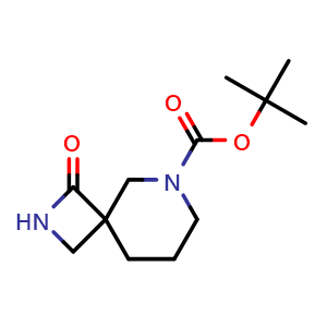 Chemical structure of tert-butyl 1-oxo-2,6-diazaspiro[3.5]nonane-6-carboxylate , CAS 1160246-71-8, AChemBlock Q56570