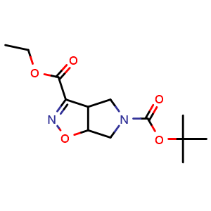 Chemical structure of 5-(tert-butyl) 3-ethyl 3a,4,6,6a-tetrahydro-5H-pyrrolo[3,4-d]isoxazole-3,5-dicarboxylate , CAS 1369502-87-3, AChemBlock Q56585