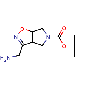 Chemical structure of tert-butyl 3-(aminomethyl)-3a,4,6,6a-tetrahydro-5H-pyrrolo[3,4-d]isoxazole-5-carboxylate , CAS 1438241-19-0, AChemBlock Q56587