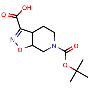 Chemical structure of 6-(tert-butoxycarbonyl)-3a,4,5,6,7,7a-hexahydroisoxazolo[5,4-c]pyridine-3-carboxylic acid , CAS 1160248-30-5, AChemBlock Q56594