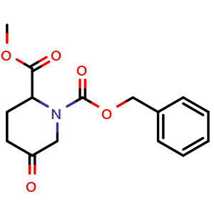 Chemical structure of 1-benzyl 2-methyl 5-oxopiperidine-1,2-dicarboxylate , CAS 797801-61-7, AChemBlock Q56612