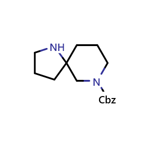 Chemical structure of benzyl 1,7-diazaspiro[4.5]decane-7-carboxylate , CAS 1086394-93-5, AChemBlock Q56628