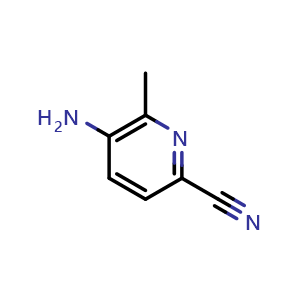 Chemical structure of 5-amino-6-methylpicolinonitrile , CAS 1079054-78-6, AChemBlock Q56680