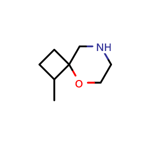 Chemical structure of 1-methyl-5-oxa-8-azaspiro[3.5]nonane , CAS 1849210-27-0, AChemBlock Q56699