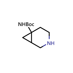 Chemical structure of tert-butyl (3-azabicyclo[4.1.0]heptan-6-yl)carbamate , CAS 880545-32-4, AChemBlock Q56718
