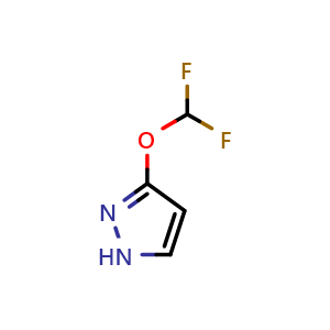 Chemical structure of 3-(difluoromethoxy)-1H-pyrazole , CAS 1799541-57-3, AChemBlock Q56734