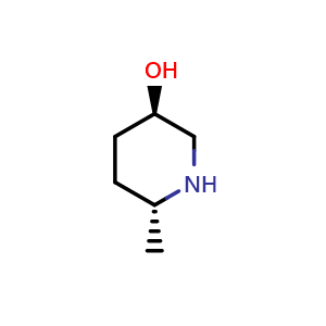 Chemical structure of (3R,6R)-6-Methylpiperidin-3-ol , CAS 285995-17-7, AChemBlock Q56745