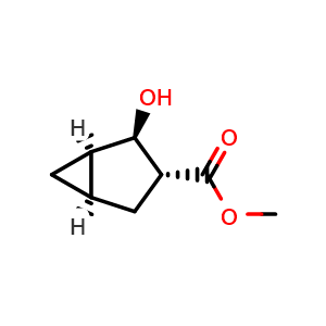 Chemical structure of methyl (1R,2R,3R,5R)-2-hydroxybicyclo[3.1.0]hexane-3-carboxylate , CAS 2166232-26-2, AChemBlock Q56777
