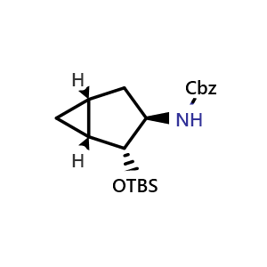Chemical structure of benzyl ((1R,2R,3R,5R)-2-((tert-butyldimethylsilyl)oxy)bicyclo[3.1.0]hexan-3-yl)carbamate , CAS 2306253-90-5, AChemBlock Q56778
