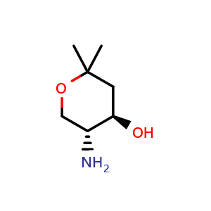 Chemical structure of (4R,5R)-5-amino-2,2-dimethyltetrahydro-2H-pyran-4-ol , CAS 1707290-45-6, AChemBlock Q56780