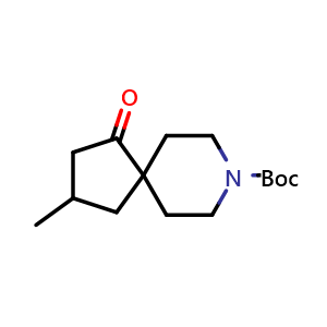 Chemical structure of tert-butyl 3-methyl-1-oxo-8-azaspiro[4.5]decane-8-carboxylate , CAS 1801766-37-9, AChemBlock Q56795