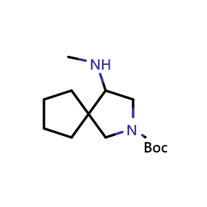 Chemical structure of tert-butyl 4-(methylamino)-2-azaspiro[4.4]nonane-2-carboxylate , CAS 1810076-95-9, AChemBlock Q56837