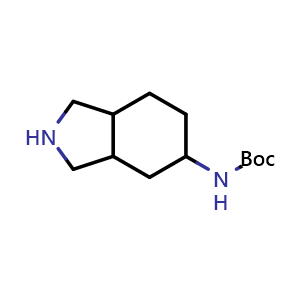 Chemical structure of tert-butyl (octahydro-1H-isoindol-5-yl)carbamate , CAS 1212387-46-6, AChemBlock Q56846