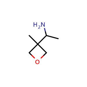 Chemical structure of 1-(3-methyloxetan-3-yl)ethan-1-amine , CAS 1450658-57-7, AChemBlock Q56880
