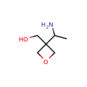 Chemical structure of (3-(1-aminoethyl)oxetan-3-yl)methanol , CAS 1893198-75-8, AChemBlock Q56882