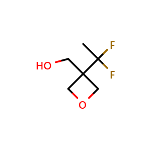 Chemical structure of (3-(1,1-difluoroethyl)oxetan-3-yl)methanol , CAS 2102412-02-0, AChemBlock Q56885