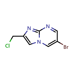 Chemical structure of 6-bromo-2-(chloromethyl)imidazo[1,2-a]pyrimidine , CAS 944896-76-8, AChemBlock Q56891