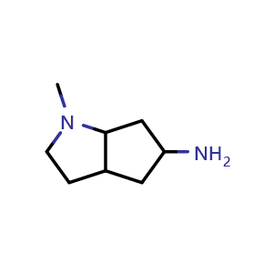 Chemical structure of 1-Methyloctahydrocyclopenta[b]pyrrol-5-amine , CAS 1558771-50-8, AChemBlock Q56900