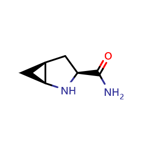 Chemical structure of (1S,3S,5S)-2-azabicyclo[3.1.0]hexane-3-carboxamide , CAS 361440-68-8, AChemBlock Q56917