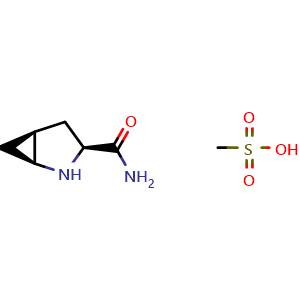 Chemical structure of (1S,3S,5S)-2-azabicyclo[3.1.0]hexane-3-carboxamide methanesulfonate , CAS 709031-45-8, AChemBlock Q56918