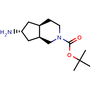 Chemical structure of rel-tert-butyl (4aR,6R,7aS)-6-aminooctahydro-2H-cyclopenta[c]pyridine-2-carboxylate , CAS 1333493-10-9, AChemBlock Q56961