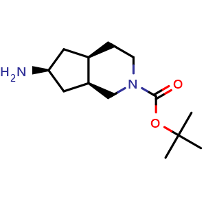 Chemical structure of rel-tert-butyl (4aR,6S,7aS)-6-aminooctahydro-2H-cyclopenta[c]pyridine-2-carboxylate , CAS 1280666-49-0, AChemBlock Q56962