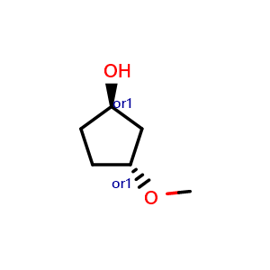 Chemical structure of rel-(1R,3R)-3-methoxycyclopentan-1-ol , CAS 16327-03-0, AChemBlock Q56989