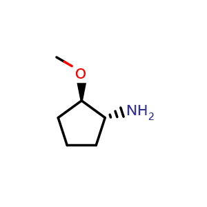 Chemical structure of (1R,2R)-2-methoxycyclopentan-1-amine , CAS 1394826-99-3, AChemBlock Q56991