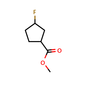 Chemical structure of methyl 3-fluorocyclopentane-1-carboxylate , CAS 1876865-33-6, AChemBlock Q56994