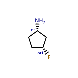 Chemical structure of cis-3-fluorocyclopentan-1-amine , CAS 1154870-57-1, AChemBlock Q56998