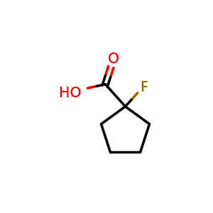 Chemical structure of 1-fluorocyclopentane-1-carboxylic acid , CAS 1557370-29-2, AChemBlock Q57009