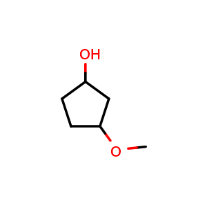 Chemical structure of 3-methoxycyclopentan-1-ol , CAS 338431-71-3, AChemBlock Q57014