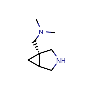 Chemical structure of 1-[(1S)-3-azabicyclo[3.1.0]hexan-1-yl]-N,N-dimethyl-methanamine , CAS 1638757-72-8, AChemBlock Q57079