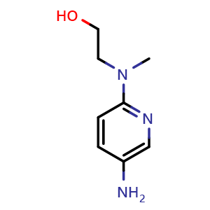 Chemical structure of 2-((5-aminopyridin-2-yl)(methyl)amino)ethan-1-ol , CAS 4928-46-5, AChemBlock Q57086